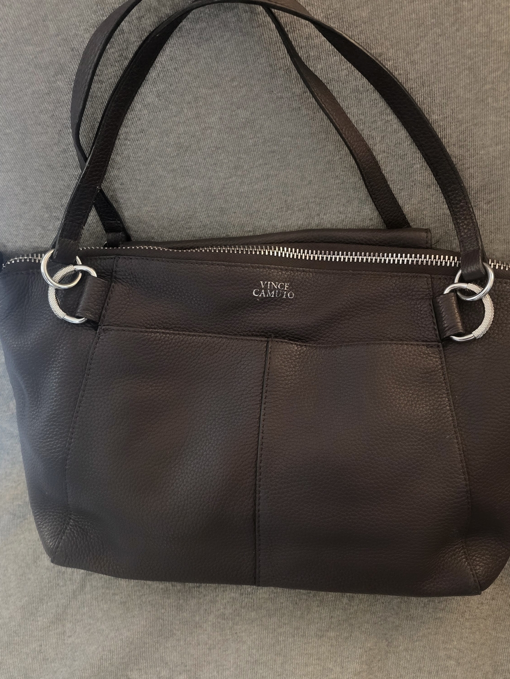 Vince Camuto Dark Brown (Blaco Cherry) Pebbled Leather Shoulder Tote